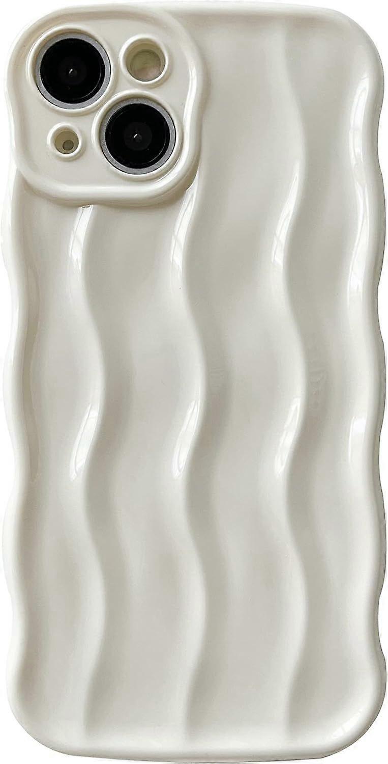 Water Ripple Pattern Curly Wave Frame Soft Compatible with Case (White,15)