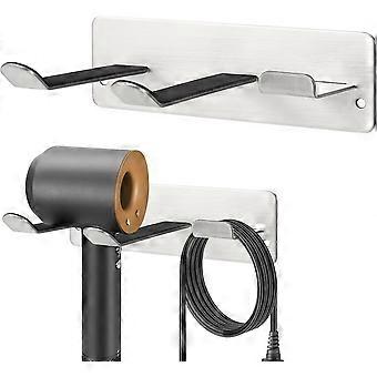 2pcs Hair Dryer Holder, Wall Mounted Hair Dryer Rack Compatible with All Hair Dryers, Space Organizer for Bathroom/Bedroom/Bathroom/Hair Salon, 304 St