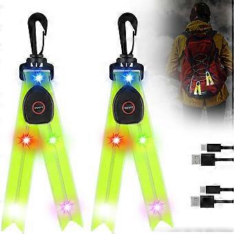 Pakke LED-reflektor for barn - USB oppladbar - for ryggsekk, sykling, løping, jogging