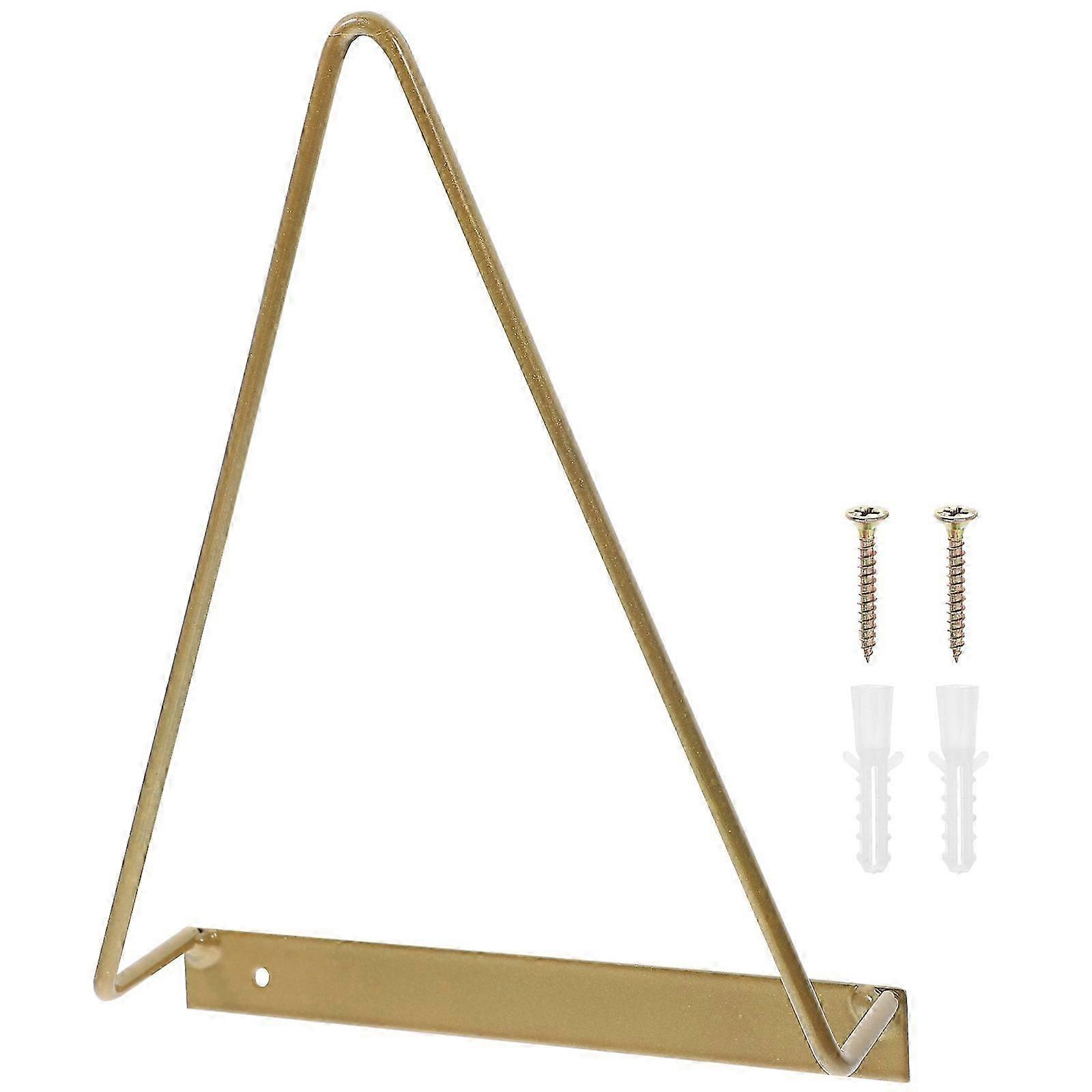 Golden Iron Wall Mount Record Holder, Stable Triangular Shape, 7.5 Inches