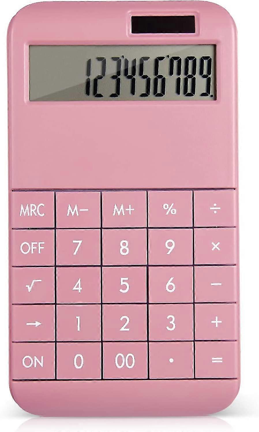 Basic standard calculator 12-digit digital desktop calculator with large LCD displaypink