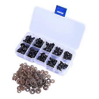 100PCS Plastic Eyes and Gasket 12MM Plastic Safety Eyes Doll Eyes with Carrying Case for Teddy Bear Doll Stuffed Animals Puppet Doll Making 6/8/9/10/1