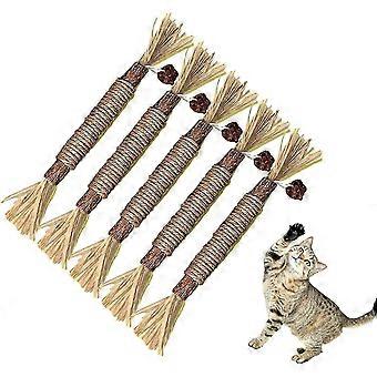 5 Pcs gato mastigar brinquedo para a dentição do gatinho, paus de prata para gatos, limpeza de dentes, aliviar a ansiedade do gato