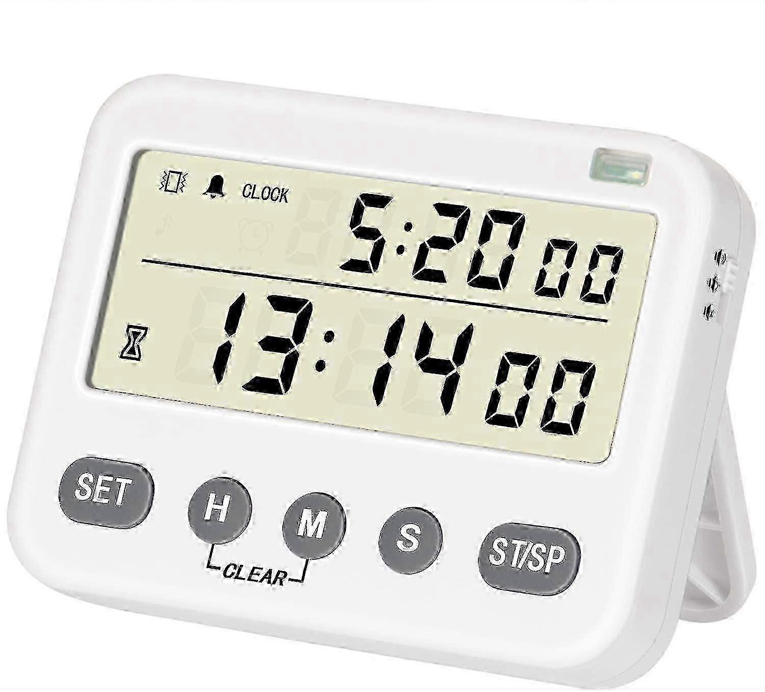 Digital Kitchen Timer, 24-Hour Alarm Clock with Large LCD Display, Count Up/Down Timer for Cooking