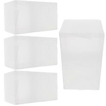 Vitrine transparente de plástico para bonecas com 8 caixas organizadoras.