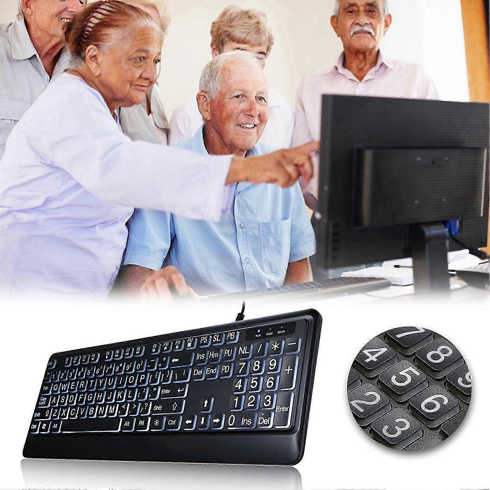 USB Interface Large Print Backlit Wired Keyboard 26-27