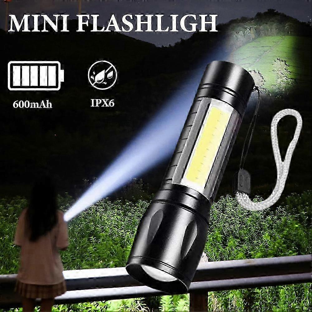 USB Rechargeable Torch Mini Pocket Flash Light COB LED