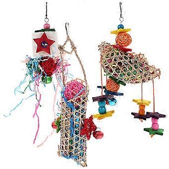 Brinquedo para papagaio roer, conjunto de 3 peças para gaiola de animais de estimação.