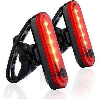 Set of 2 USB rechargeable LED bicycle taillights, essential safety lighting for night cycling, waterproof and bright reflector for mountain biking, su