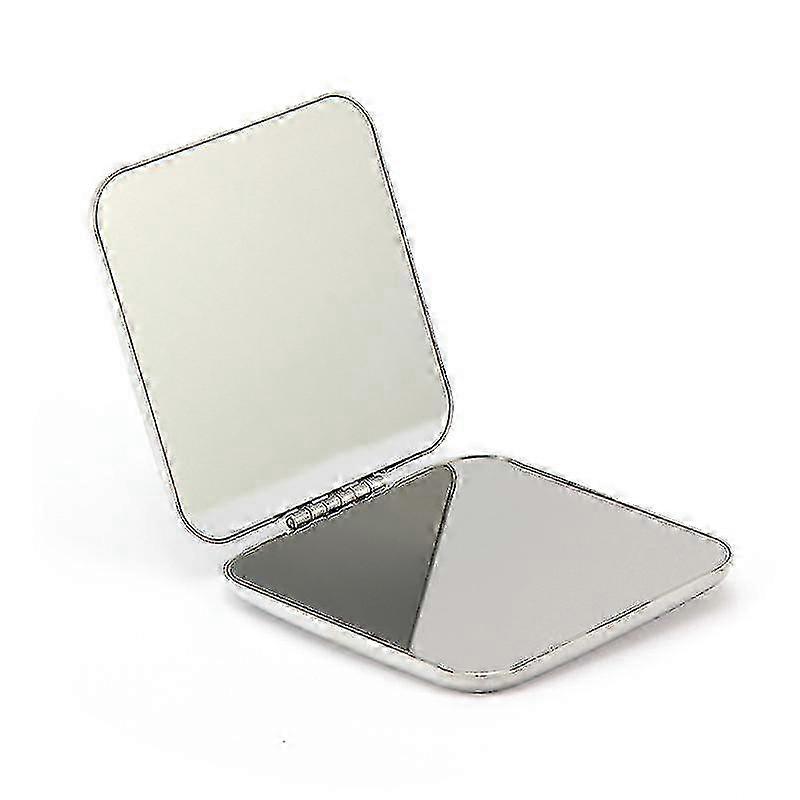 Makeup Mirror Dual Sided Portable Foldable 5.7x5.7cm (silver)