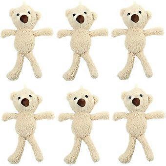 6Pack 20cm Teddy Bear Stuffed Animal Plush Doll Toys Bulk Cartoon Bear Toys for Kids Valentines Gift Birthday Wedding Baby Shower Decor Bag Pendant Pa