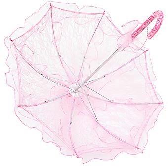 Lace Cotton Parasol Wedding Umbrella for Decoration Use Small Pink