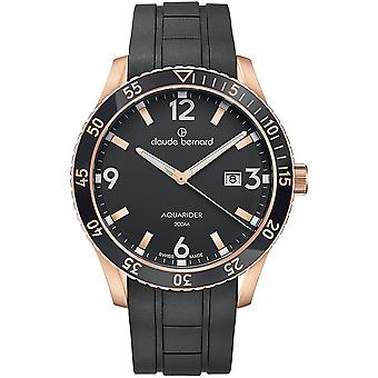Claude bernard aquarider Swiss Quartz Analog Man Watch with Silicone Bracelet 53008 37RNCA NIR
