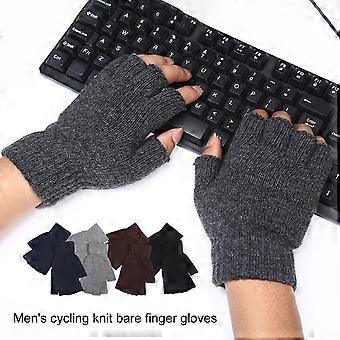1 Pair Fingerless Riding Gloves for Autumn Winter, Stretch Elastic Cuff, Solid Color, Perfect for Cycling and Outdoor Activities