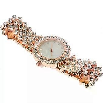 Orologi da polso dorati, decorativi, per donna, realizzati in lega metallica.