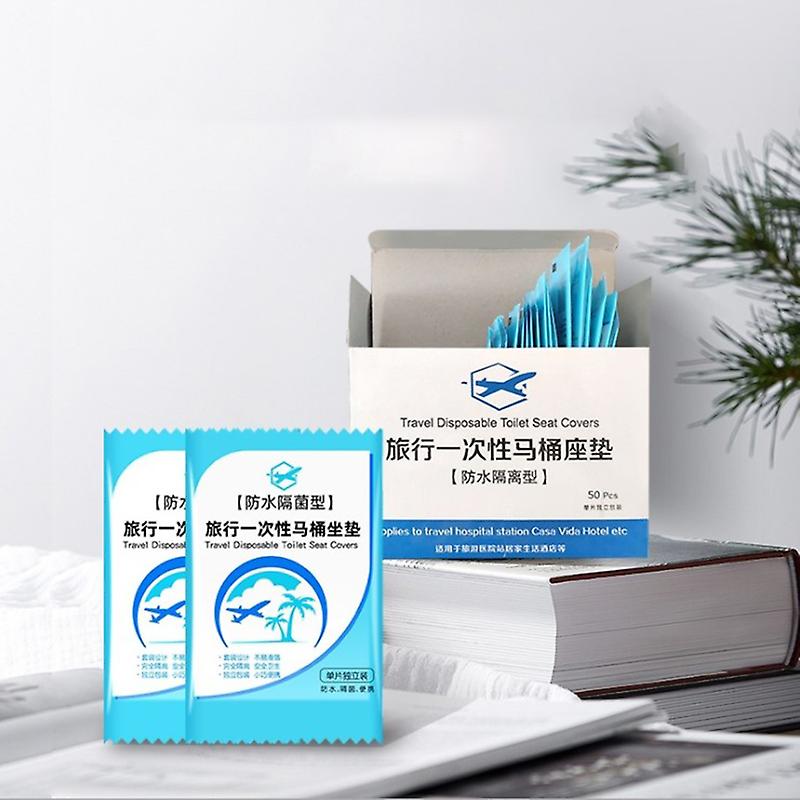 50pcs Tapis de couverture de siège de toilette jetable Portable 100% Sécurité imperméable à l’eau