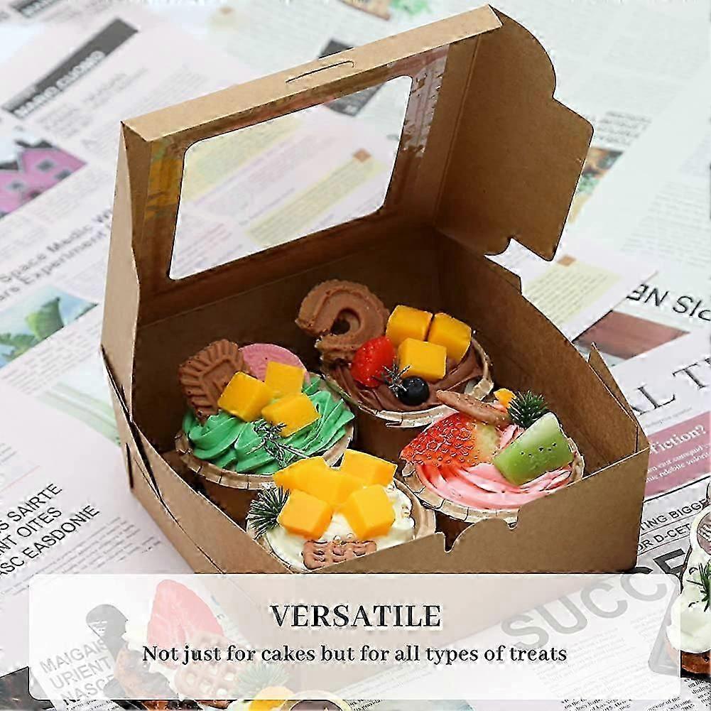 Cupcake Boxes 4 Hole. 20 Pack Kraft Paper Cupcake Boxes With Window And Inserts