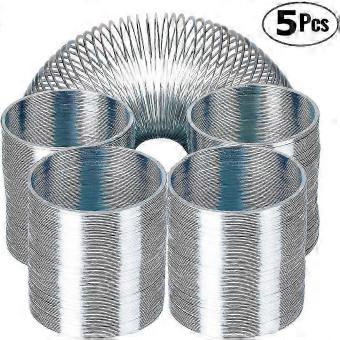 Metal Spring Walking Spring Toy-(5 Pack) Bulk Metal Silver Coil Spring Toys for Party Favors Gifts,Stress Relief,Small Party Favor,Stocking_ynas