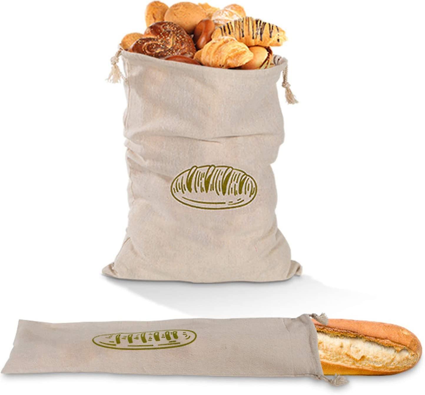 Drawstring Haversack, 2pcs Reusable Cotton Bags, Bread Basket, Great For Homemade Bread For Food Storage At Home Gift For Baker