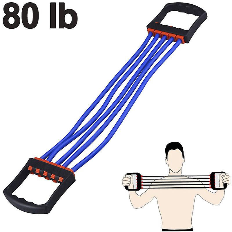 5 String Adjustable Chest Expander Resistance Exercise System Bands Strength Trainer for Home Muscle Training Exercise, Blue