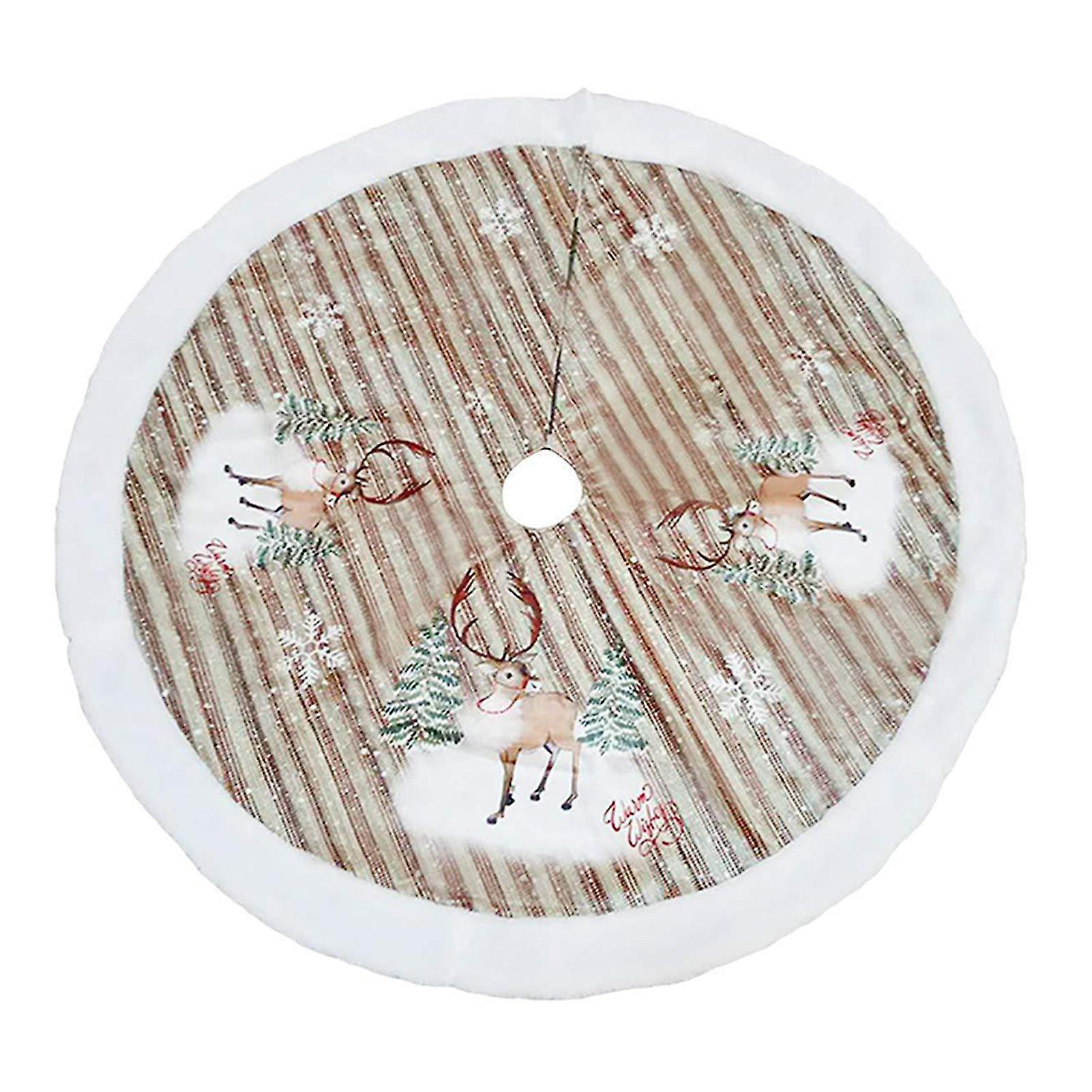 Pull String Cloth Christmas Tree Skirt With Santa Claus Snowflake