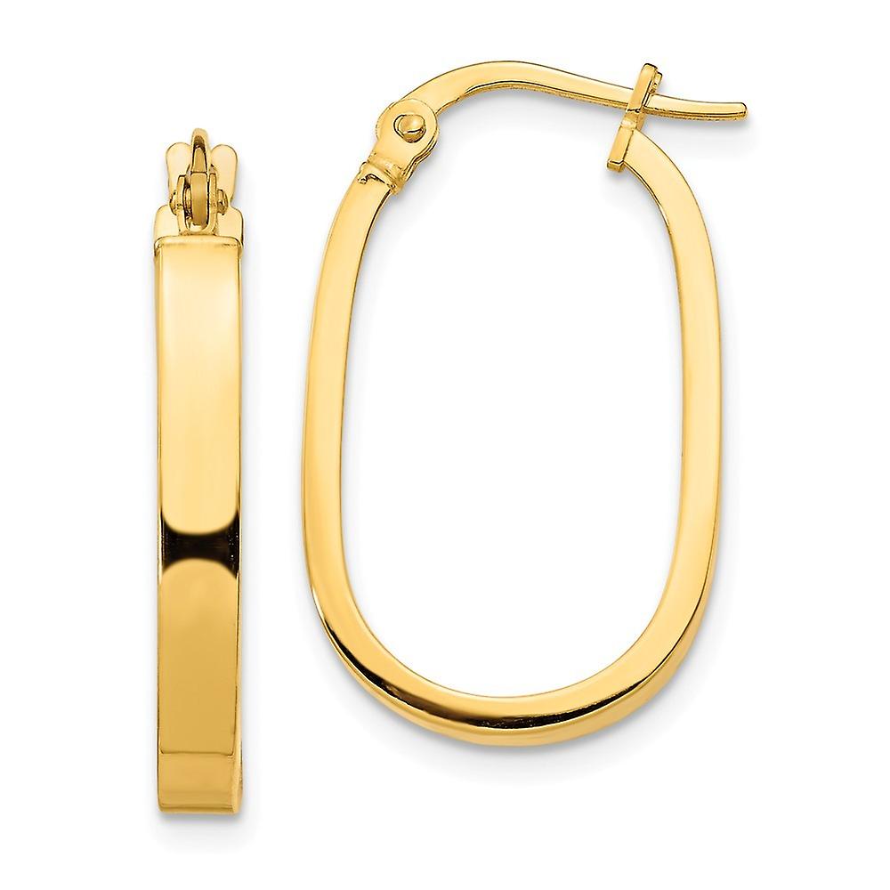 Or jaune massif 14 carats 2x 2 mm boucles d’oreilles ovales 23,81 x 15,03 mm de large 2 mm d’épaisseur pour femme