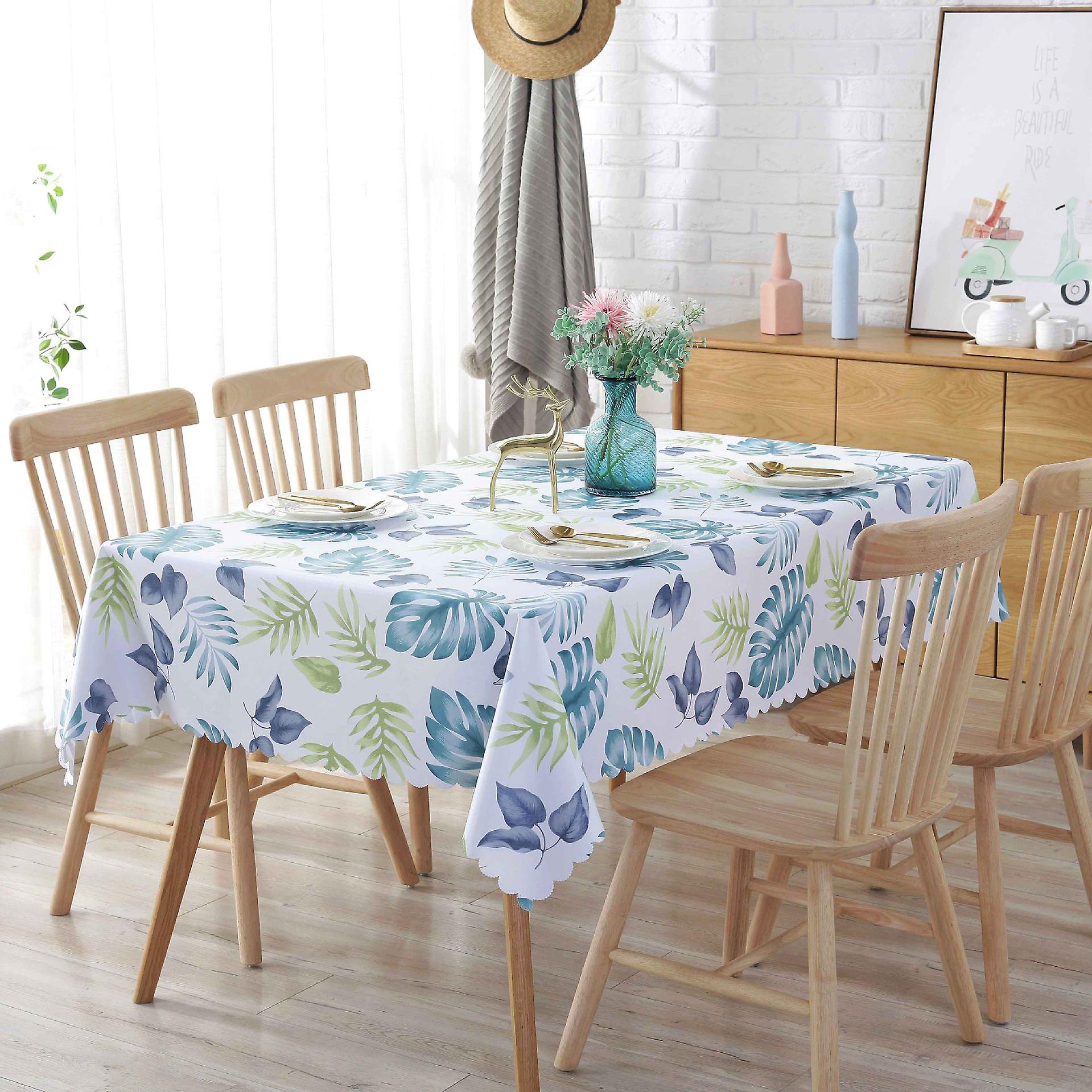 1pc rectangular tablecloth 135 x 220 cm in pvc pattern leaves plants pretty waterproof tablecloth