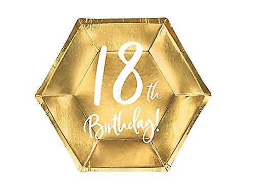 18th Birthday Party Plates | Gold Age 18 Tableware 20cm x6