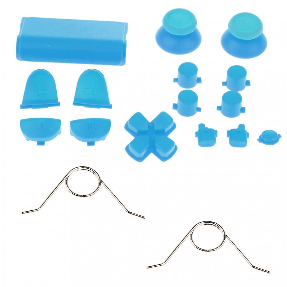 Blue Controller Button Thumbstick Cap D-pad Mod Set & 2x Spring For Sony Ps4