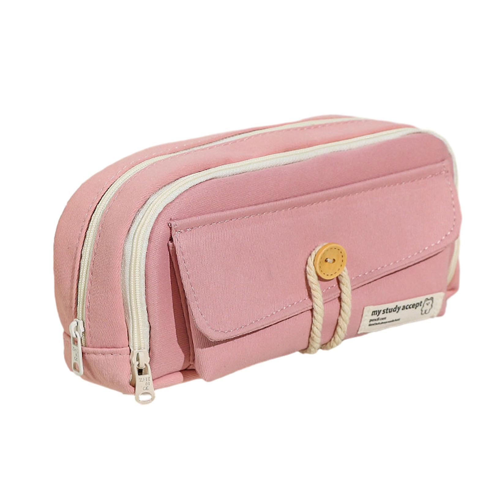 Square-shape Pencil Bag Lightweight Zipper Pen Holder Pouch for Student