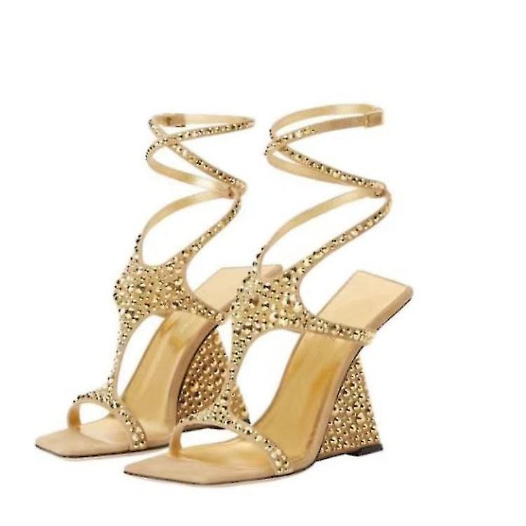Gz Women's Fashionable High Heel Sandals With Toe Ring And Tie-up Straps