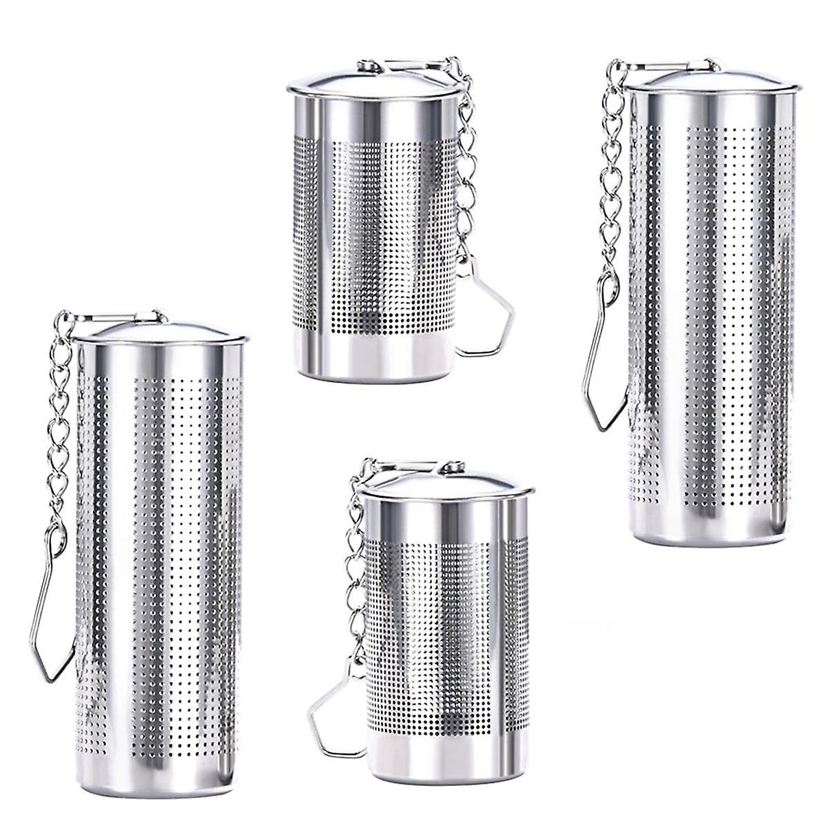 4 stuks thee-infusers voor losse thee, theefilter met deksel, roestvrijstalen theezeef met kettinghaak, T
