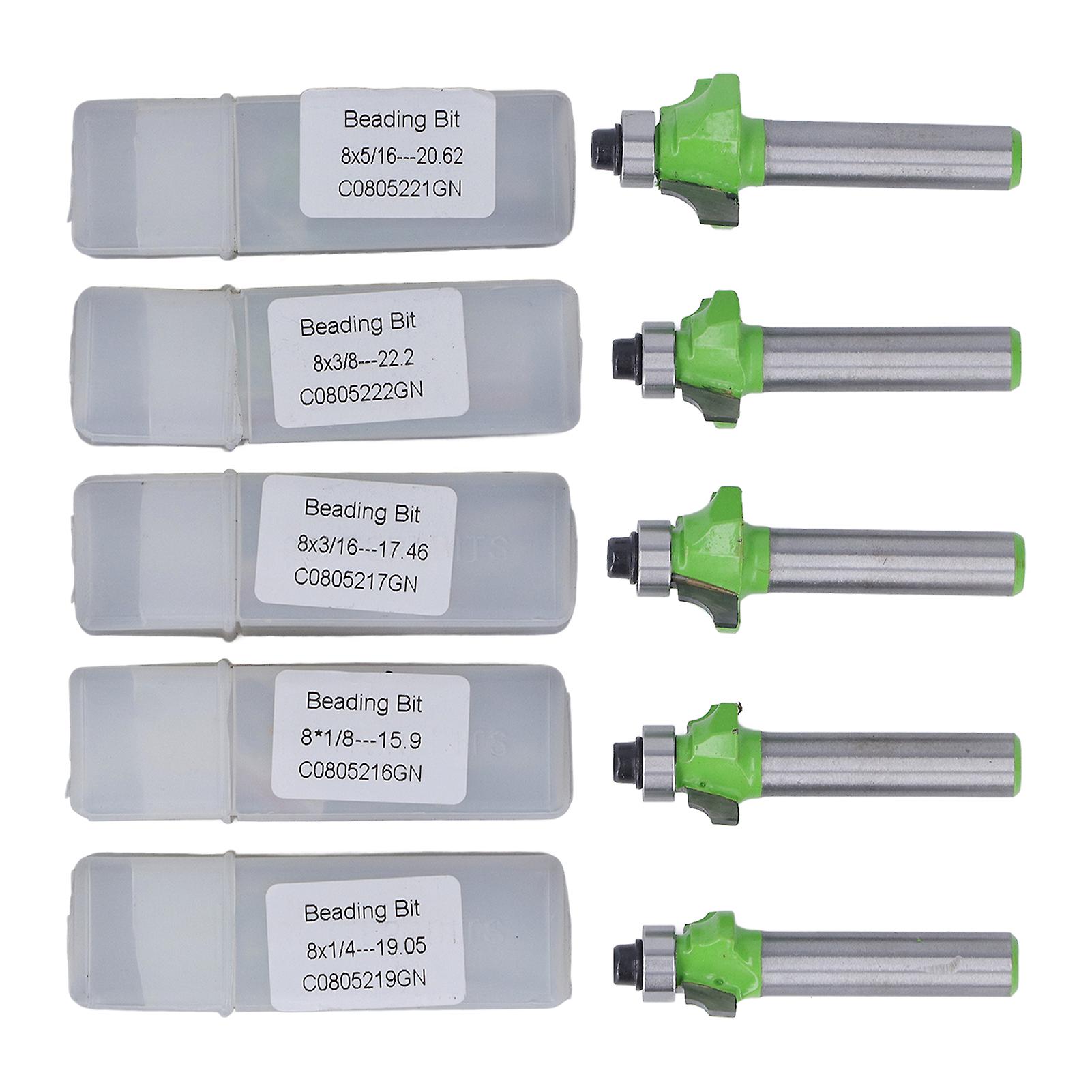 5Pcs 8mm Shank Architectural Router Bit Incisive Fast Clean Cutting Molding Router Bit Set for Cabinets Doors Shelves
