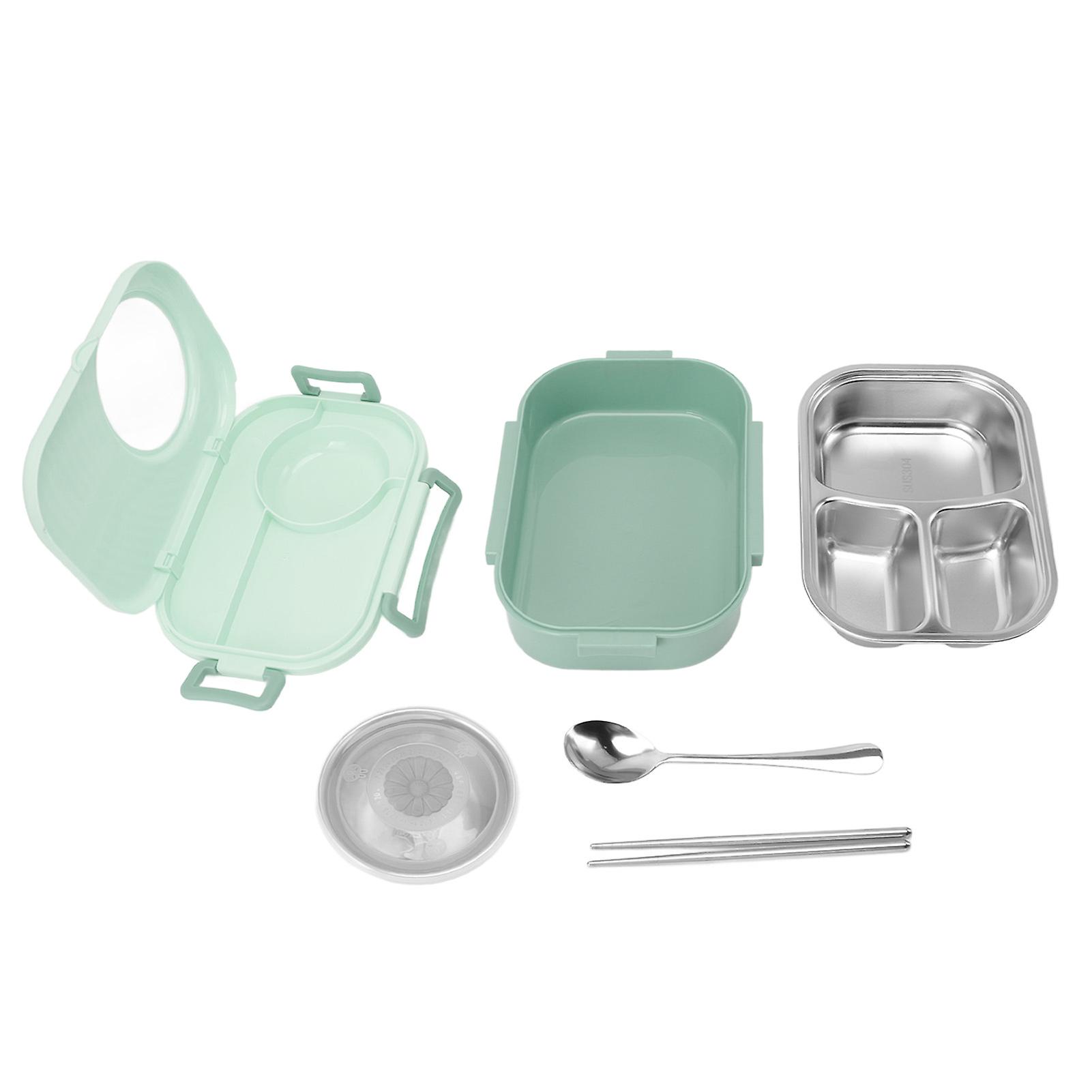 Boîte à bento isotherme en acier inoxydable à double couche pour étudiants, 1 450 ml, verte