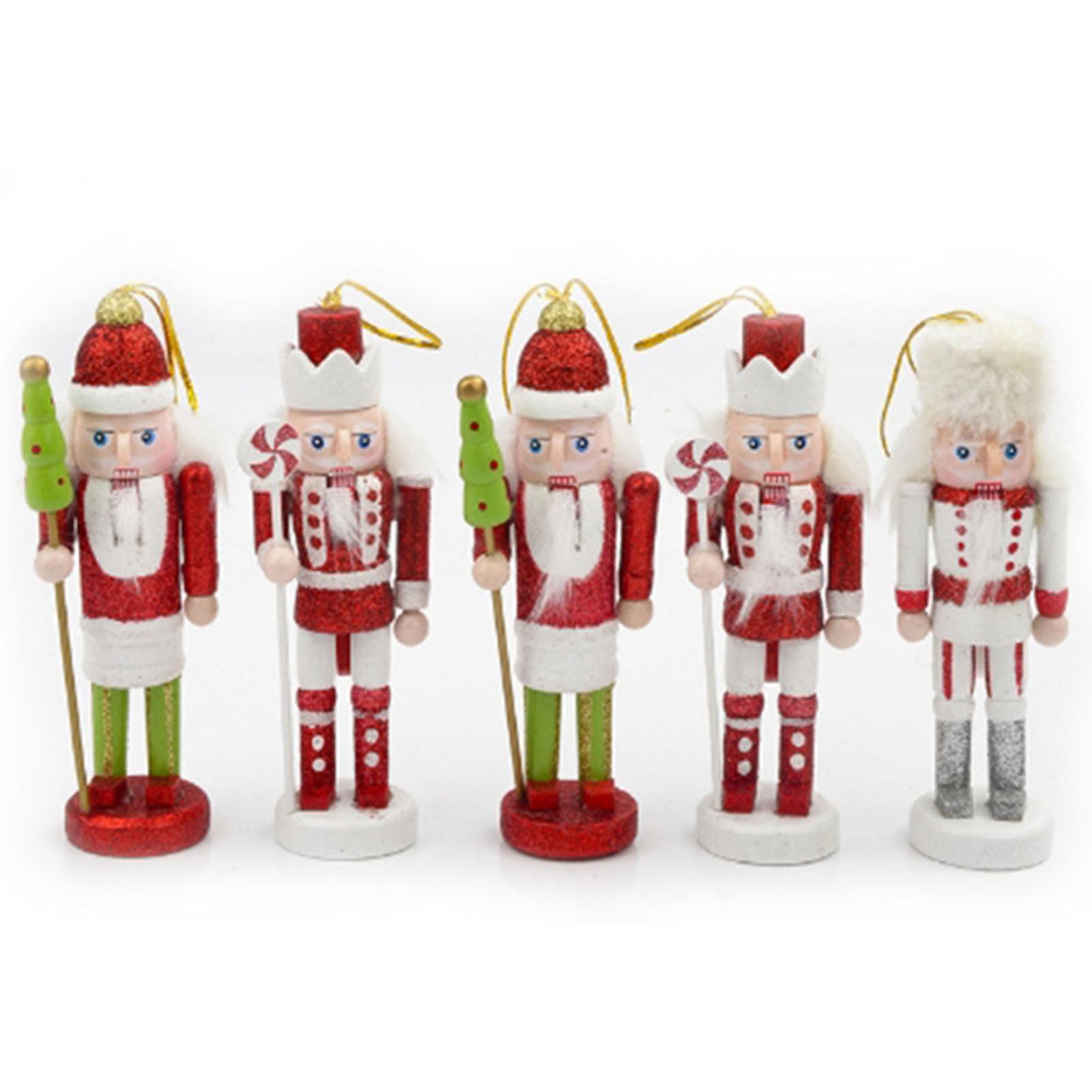 5pcs Wooden Nutcracker Ornaments Wooden Cutouts Nutcracker Pendants For Christmas Holiday Party Decorations