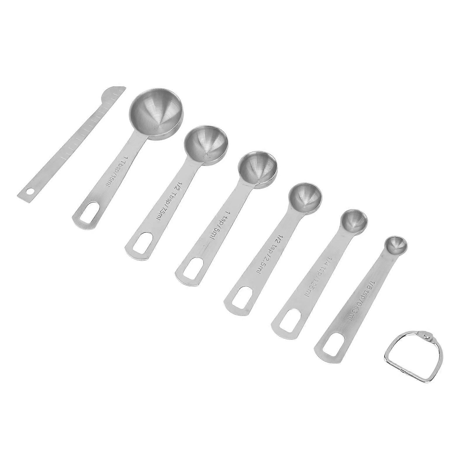 7 PCS Measuring Spoons Set with Leveler Stainless Steel Baking Measure Spoons Set for Baking Cooking