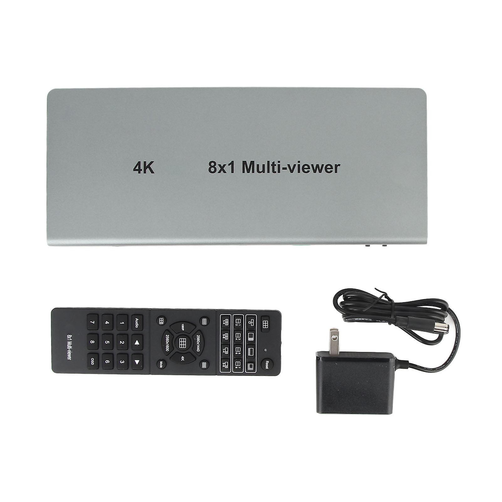 4K HD Multiviewer Switch 8x1 Screen Splitter for Security Cameras & Game Consoles US Plug