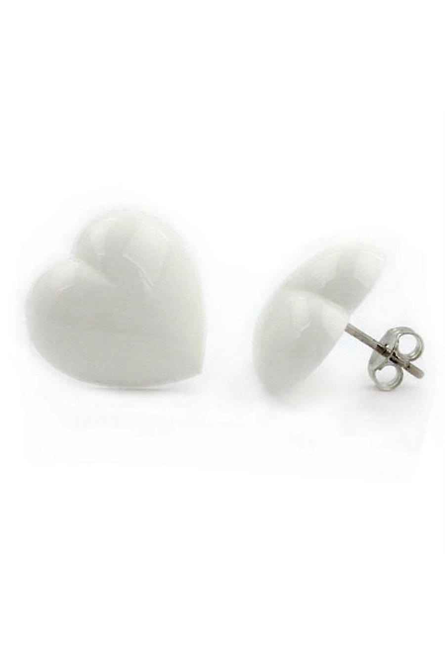 Earrings White Hearts - Gl03019