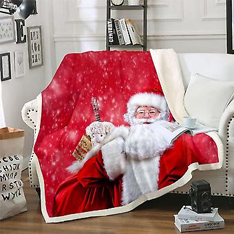 Christmas Sherpa Blanket Santa Fleece Throw Blanket for Kids Boys