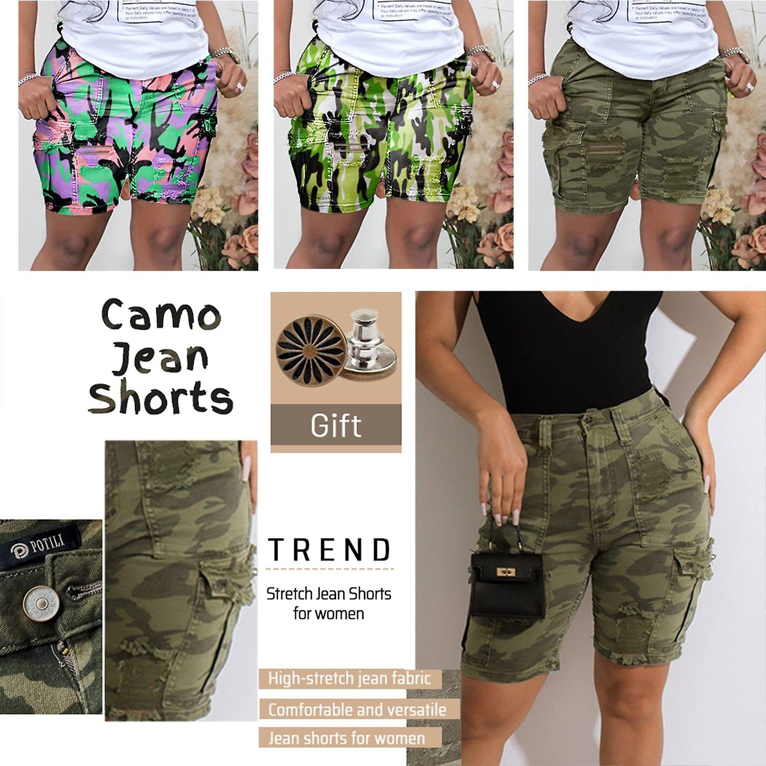 Emely Street Camo Print Ripped Short Set