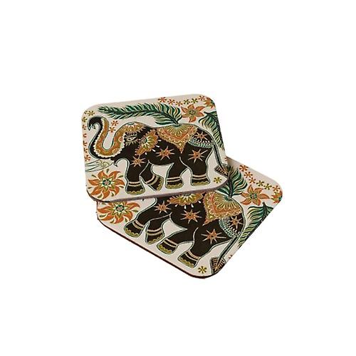 Elephant Art Design Wood Coasters Set for Home Decoration