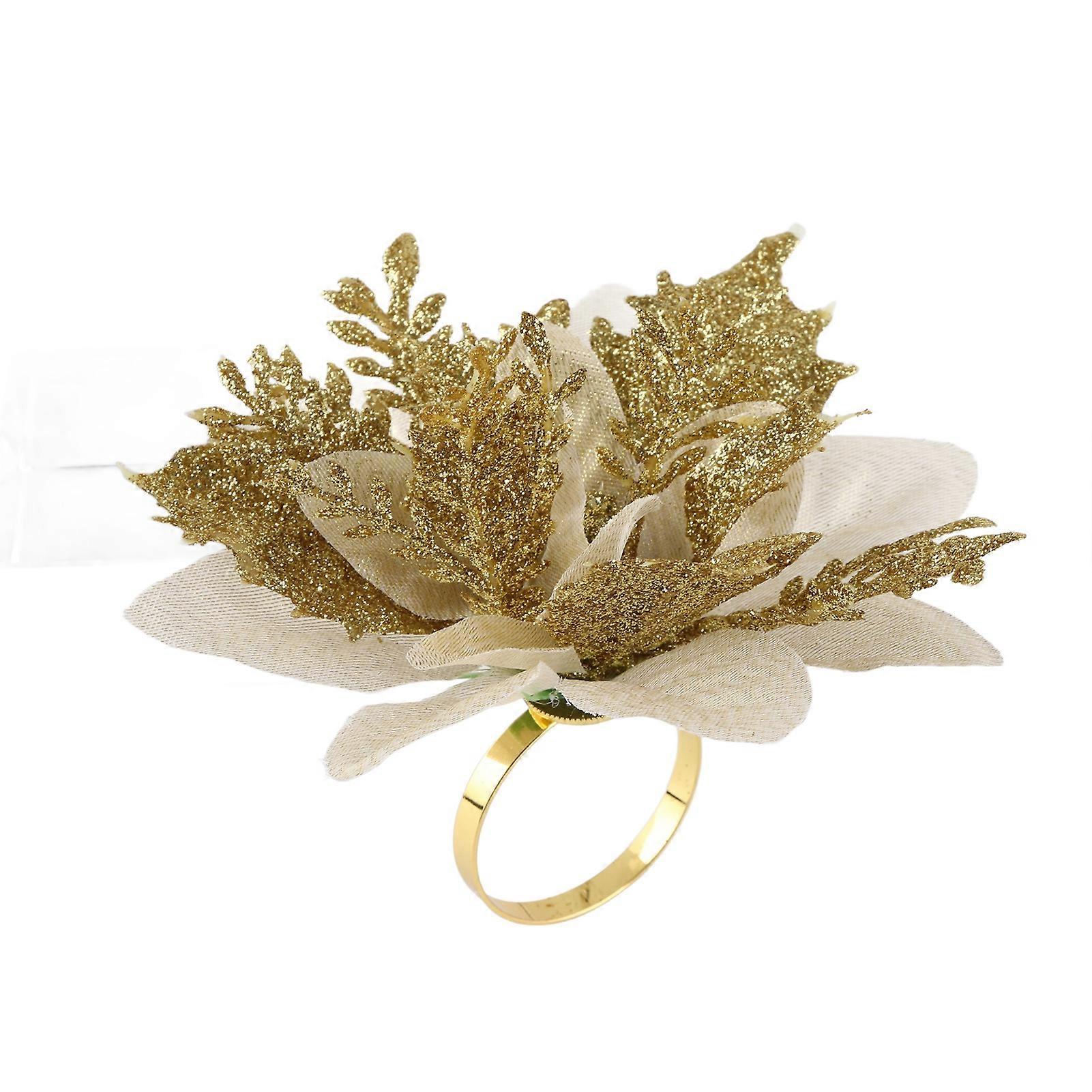 Julblomma Servett Ring Tyg Konst Blomma Servett Ring