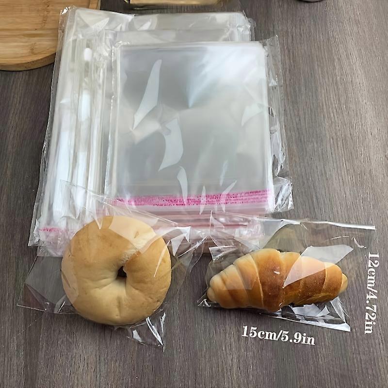 100pcs Self-Seal Biscuit Bread Packaging Bags - Transparent, Reusable, Polypropylene Material, Perfect for School, Office, Camping, Picnic, and Beach