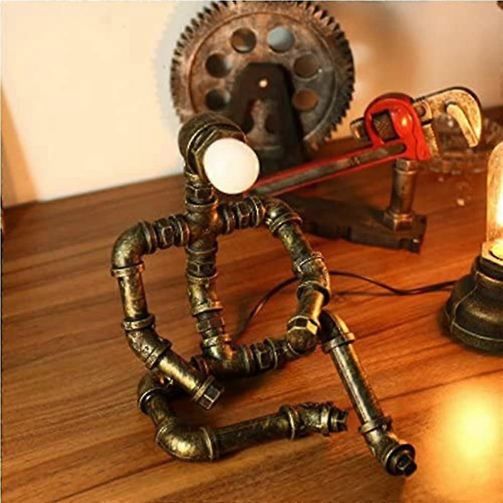 Steampunk Tischlampe – Retro-Industrie-Design, Eisen-Stahl, E27 Fassung, Einstellbarer Winkel, Ohne Birne