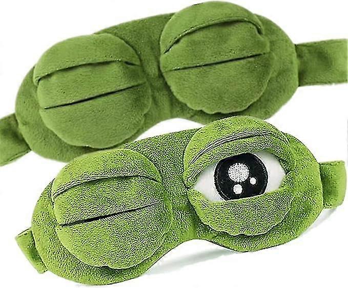 2 stk sovemaske til piger kvinder mænd børn sjove søde kontureret blackout frø kat hund dyr 3D søvn øjenmaske til at sove grønt 20 * 10cm