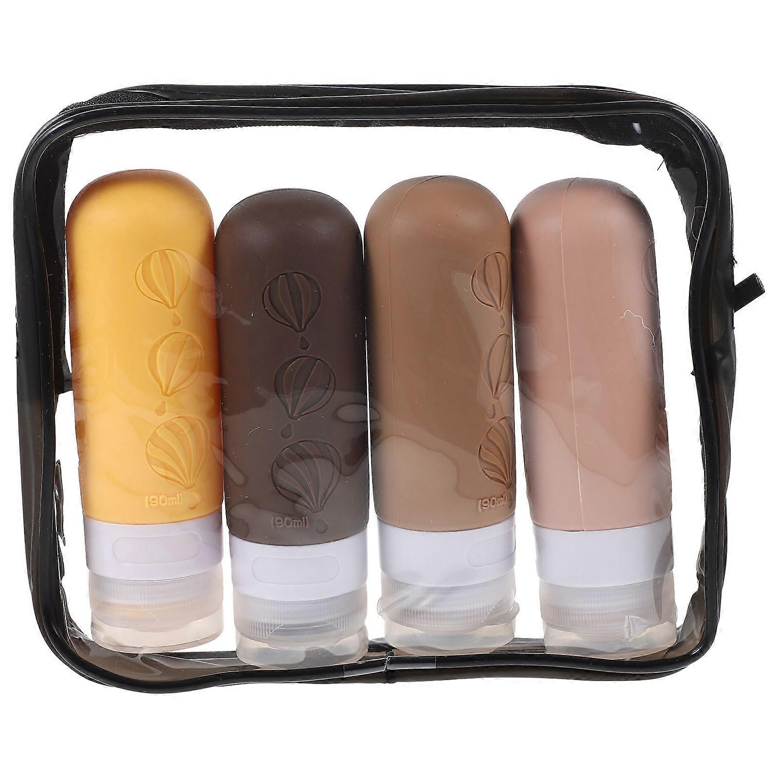 4pcs Travel Bottles Toiletries Containers Silicone Lotion Bottles Shampoo Bottles with Storage Bag(90ml)