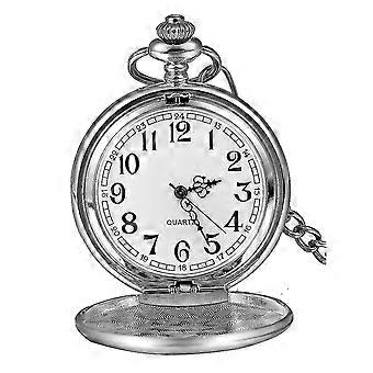 Classic Vintage Mens Pocket Watch Xmas Gift (silver)