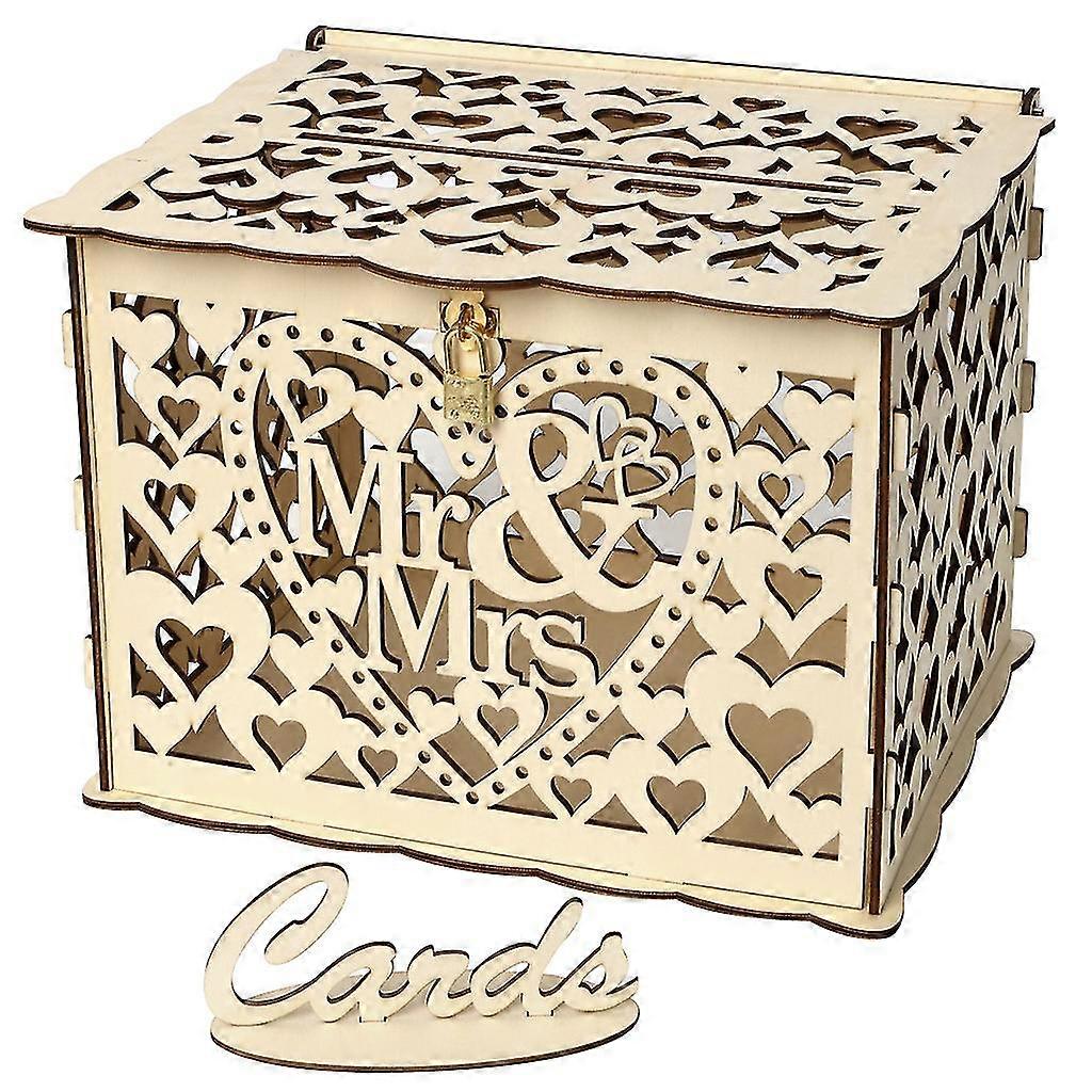 Γαμήλιο κιβώτιο χρημάτων κάτοχος ρουστίκ Diy ξύλο ξύλινα κουτιά καρτών δώρων περιβάλλουν με την υποδοχή κλειδαριών