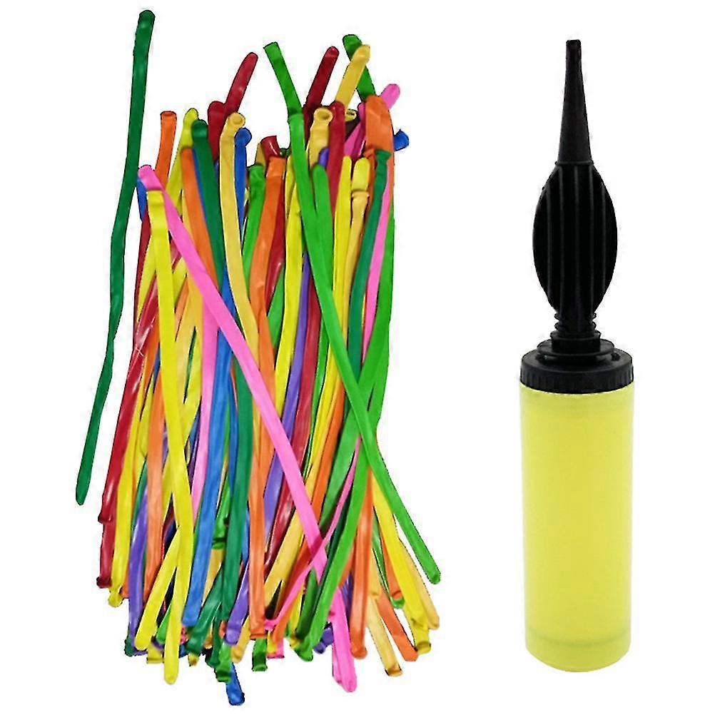 100pcs Rainbow Colored Latex Balloons Twisting Modeling Strip Shape Balloon