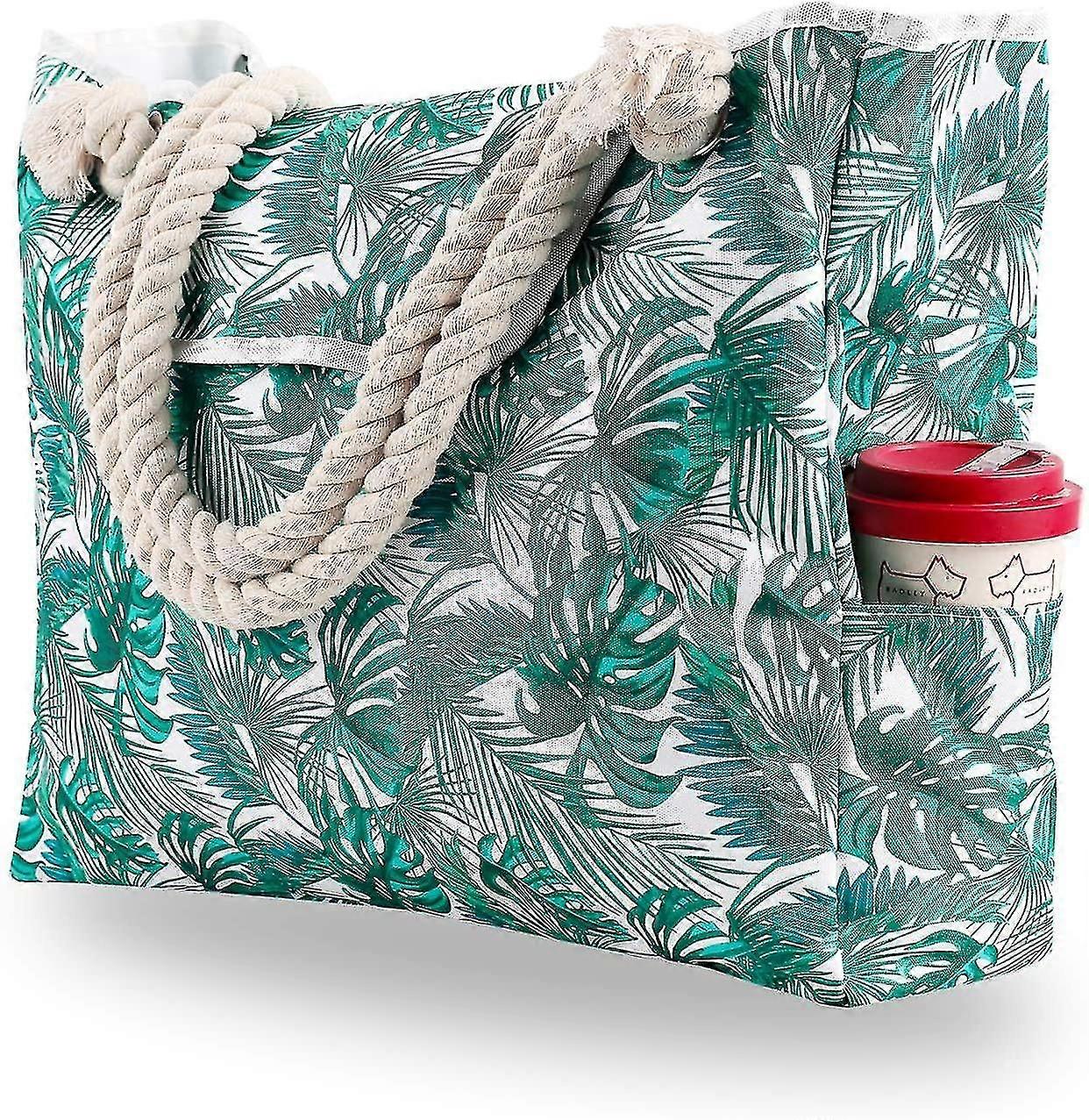 Oversized Waterproof Canvas Beach Bag With 4 Inner Pockets For Travel, Gym, Swimming And Beach Vacations